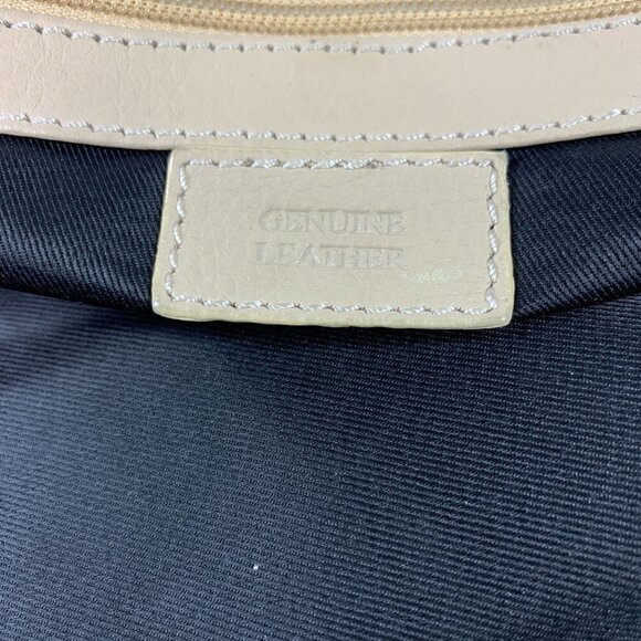 Clever Carriage Company Leather Shoulder Tote Bag Beige & Black 22"Wx14.5"Hx6"D - Picture 6 of 11